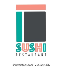 Logo sushi restaurant, 3 colors vertical. Combo