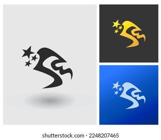 Logo SW Letter shape initial monogram style with stars concept