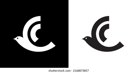 Logo swallow dove bird wifi internet network modern elegant minimalism