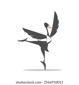 Logo of a swan dancing happily