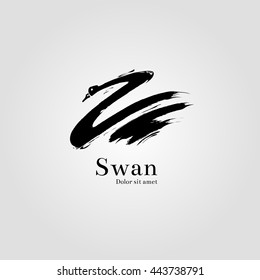 Logo swan. Hand drawn