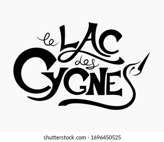 Logo The Swan Lake in French. Vector illustration