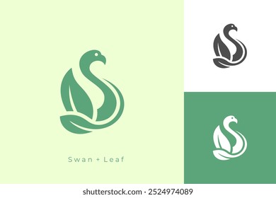 Logo Swan With Leaf Tail. Letter S with Animal Logo
