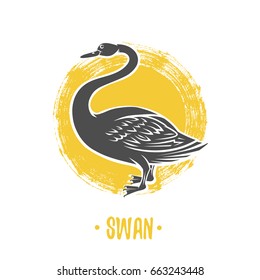 Logo of swan on a white background. Coat of arms, heraldry, emblem, symbol design elements.