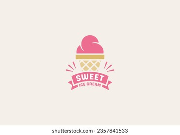 Logo Sweet Ice Cream, Logo Ice Cream, fun, fresh and friendly, editable color