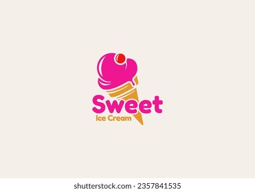 Logo Sweet Ice Cream, Logo Ice Cream, fun, fresh and friendly, editable color