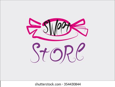 Logo Sweet Store. Calligraphy. 