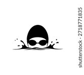 Logo swimmer silhouette vector flat illustration design.