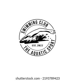 logo of a swimmer. swimming club or swimming school logo design template inspiration