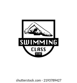 logo of a swimmer. swimming club or swimming school logo design template inspiration