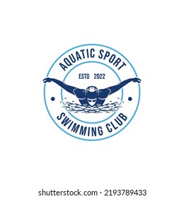 logotipo de un nadador. inspiración para el diseño del logotipo de la escuela de natación o club de natación