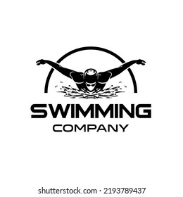 Logo Of A Swimmer. Swimming Club Or Swimming School Logo Design Template Inspiration