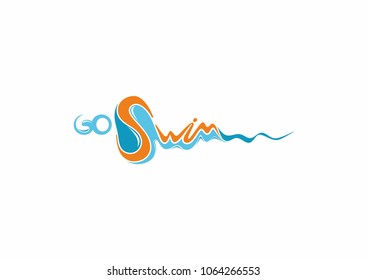 logo for swimming pools.inscription GO SWIM

