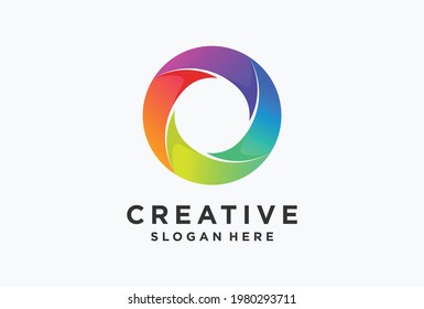 logo swirly gradient color royalty design.