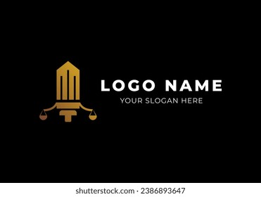 Logo Sword and Balance Law Firm Gold, Modern Luxury and Minimalsit Logo Design. Editable File