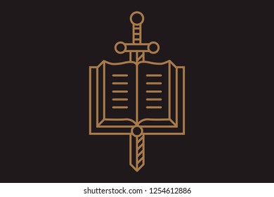 logo the sword and the book vector illustration