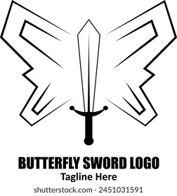 A logo with sword and butterfly wings