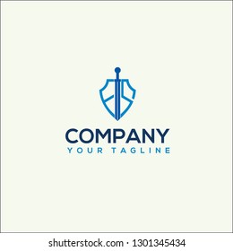 Logo sword f and s simple concept Shield Sword Guardian Logo Template, security icon, sword and shield, army icon - Vector 
