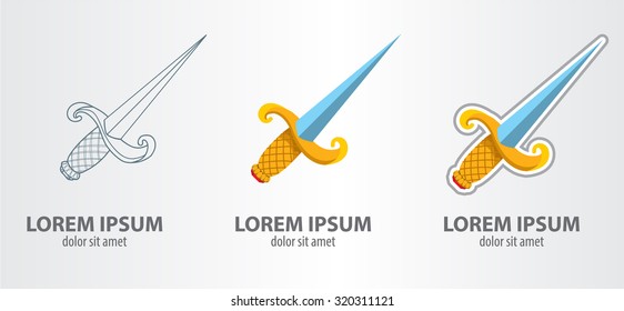 Logo sword, pirate sword, samllsword, contour logo, stroke logo