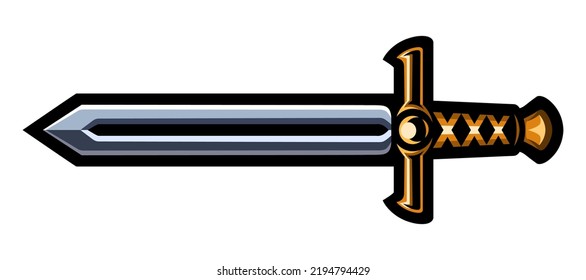 Logo Sword, Saber, Blade. Edged Weapons. Military Equipment. Armament.