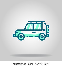Logo or symbol of adventure car icon with two tone blue color style

