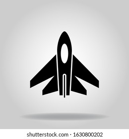 Logo or symbol of aeroplane icon with black fill style
