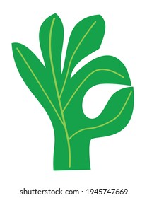 Logo with the symbol all is well ok made of leaves