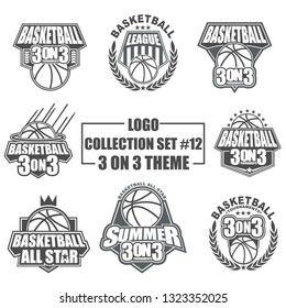 Logo, symbol, badge template design with basket ball theme