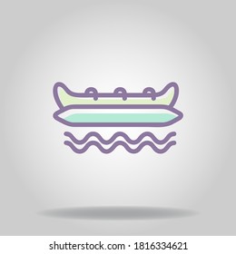 Logo or symbol of banana boat icon with twotone pastel color or flat style

