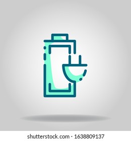 Logo or symbol of battery charging icon with twotone blue color style
