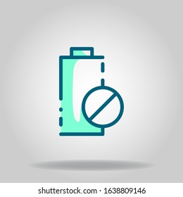 Logo or symbol of battery empty icon with twotone blue color style
