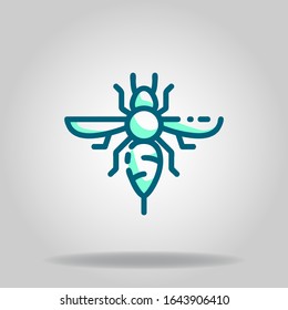Logo or symbol of bee icon with two tone blue color style

