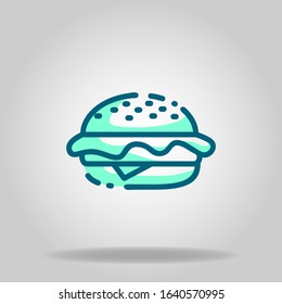 Logo or symbol of burger icon with  two tone blue color style
