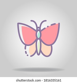 Logo or symbol of butterfly icon with  pastel color or flat style
