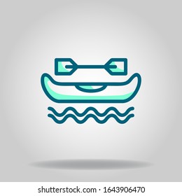 Logo or symbol of canoe icon with two tone blue color style
