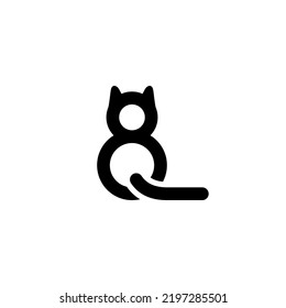 Das Logo ist ein Symbol einer Katze. Monogram ist der Buchstabe 8 und Q. Elegant und umrissen.