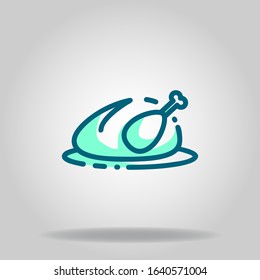 Logo Or Symbol Of Chicken Icon With  Two Tone Blue Color Style
