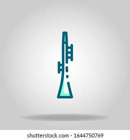 Logo or symbol of clarinet icon with two tone blue color style
