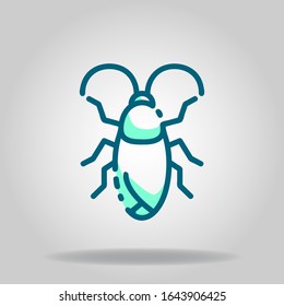 Logo or symbol of cockroach icon with two tone blue color style
