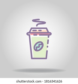 Logo or symbol of coffee cup icon with pastel color or flat style
