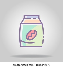 Logo or symbol of coffee pack icon with pastel color or flat style

