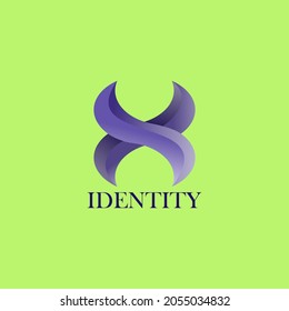 logo, symbol with color gradation letter X or number 8