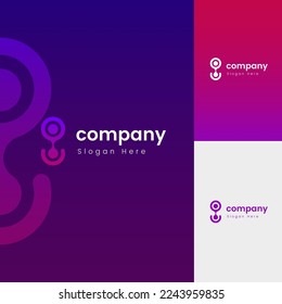 Logo Symbol Connection Liquid Button Abstract Style with Pink Purple Color