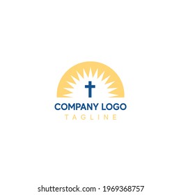 logo with the symbol of the cross for the Christian church and religion