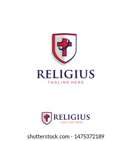 logo of the symbol of the cross and shield