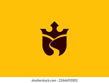 logo symbol for crown and the river in negative space area
