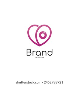 Logo Symbol Design Template Flat Style Vector is shaped with lines forming a heart combines with an eye incorporated into design