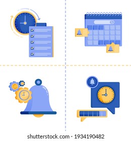 logo symbol designs for time, business, 4.0 technology, checklist, agenda and schedule. flat Icon pack template can be used for landing page, web, mobile app, poster, banner, website, graphic