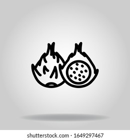Logo o símbolo del icono de la fruta del dragón con estilo de línea negra
