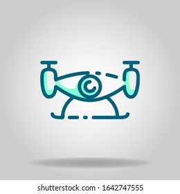 Logo or symbol of drone icon with two tone blue color style
